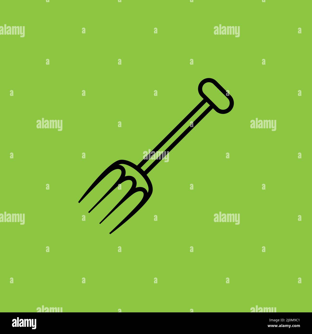 Rake icon isolated on green background.  Stock Vector