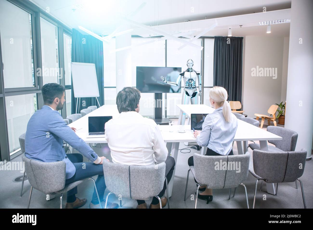 Business meeting with a humanoid robot Stock Photo