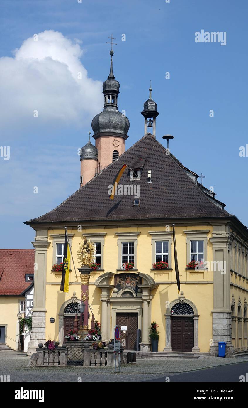 Marian column in Eibelstadt Stock Photo