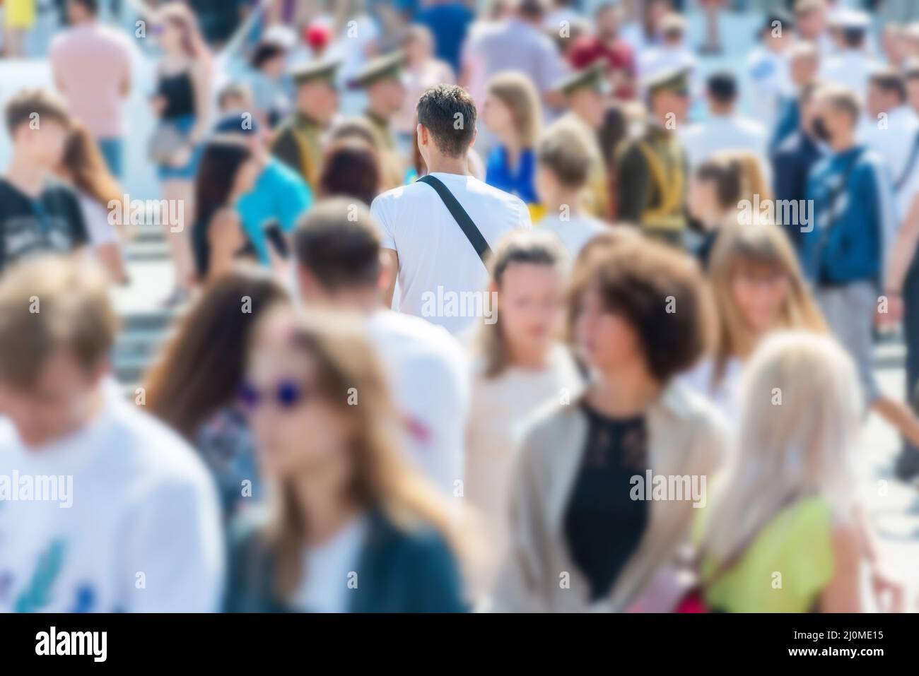 Crowd of people on city street Stock Photo