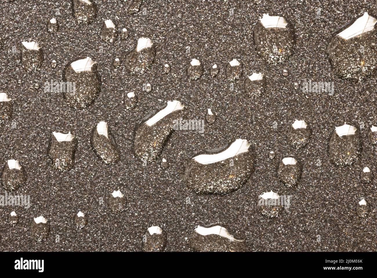 Macro close up to a nonstick fry pan made of polytetrafluoroethylene PTFE with oil on it Stock Photo