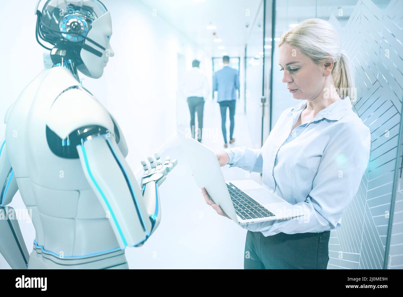 Businesswoman Humanoid Robot Stock Photo