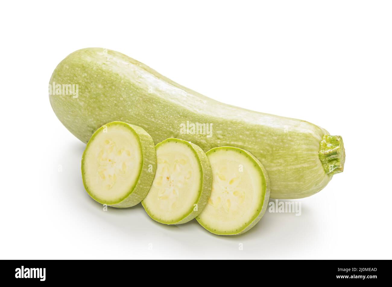 Zucchini on white background with soft shadow Stock Photo