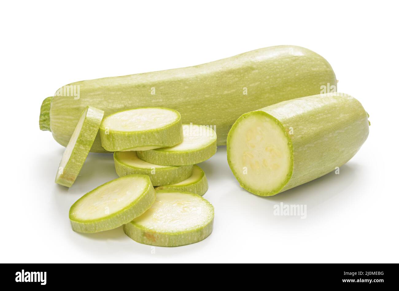 Zucchini on white background with soft shadow Stock Photo