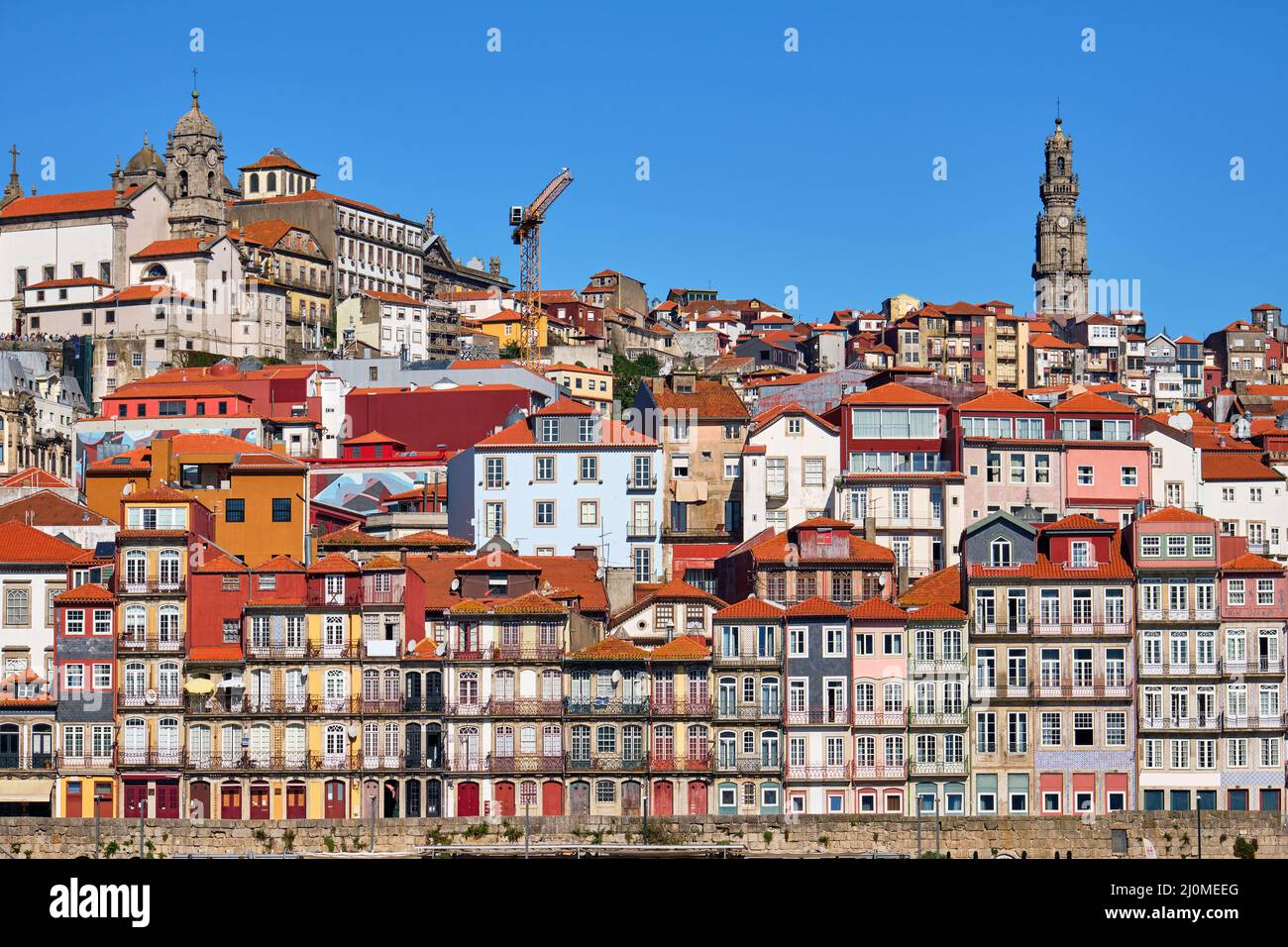 The colorful old town of Porto on a sunny day Stock Photo