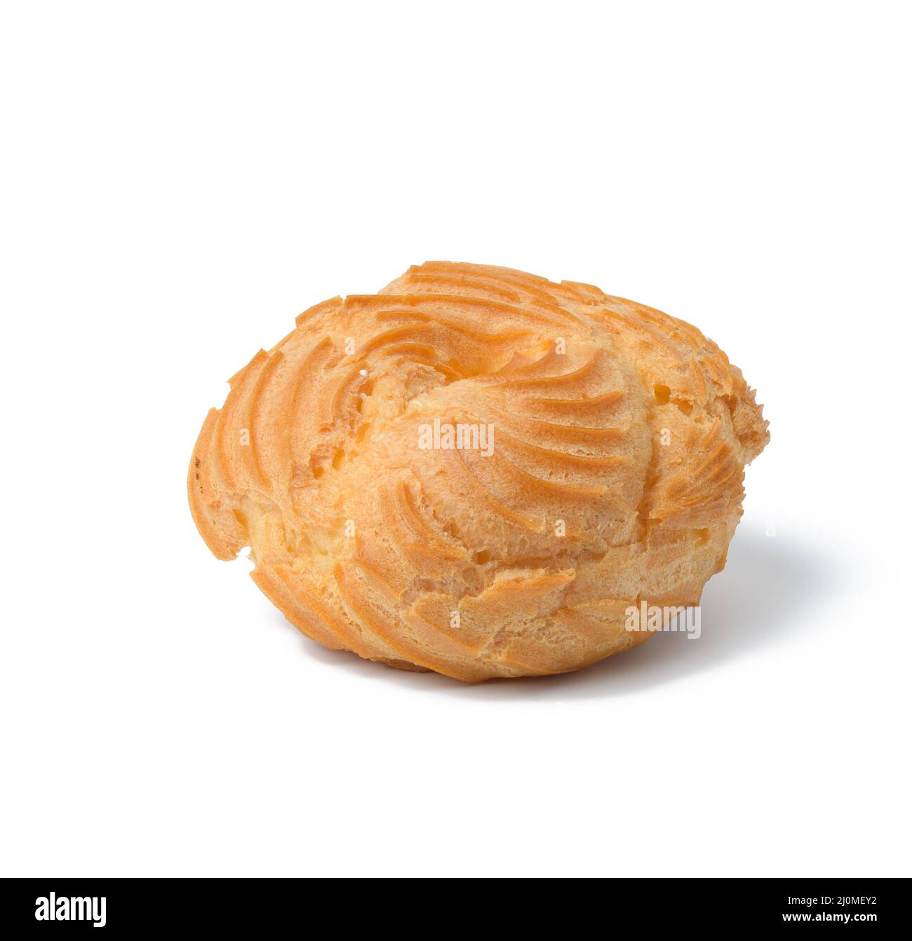 Baked round eclair on white background Stock Photo