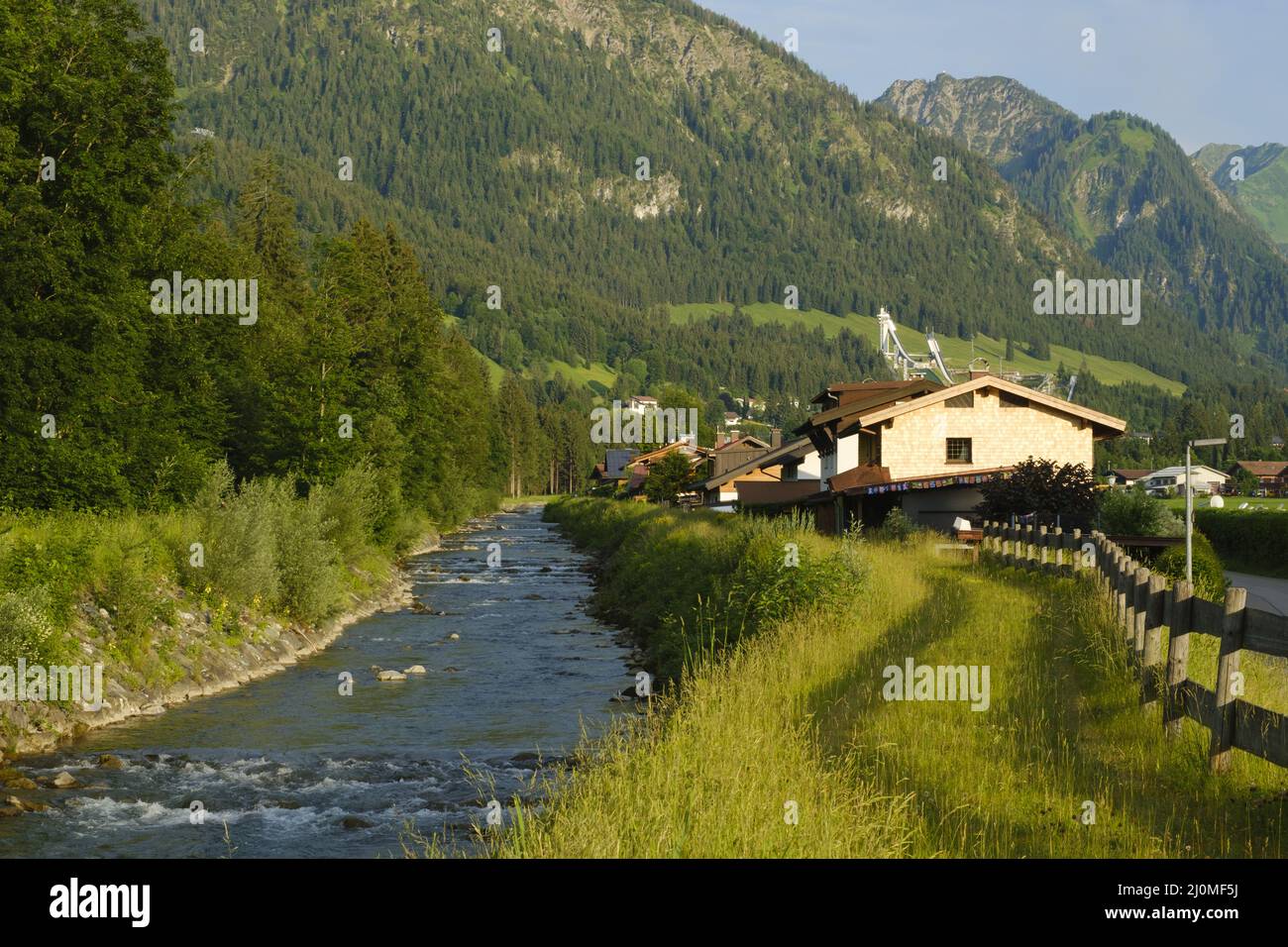 Evening light at Oberstdorf, Allgaeu, Bavaria, Germany, Europe Stock Photo