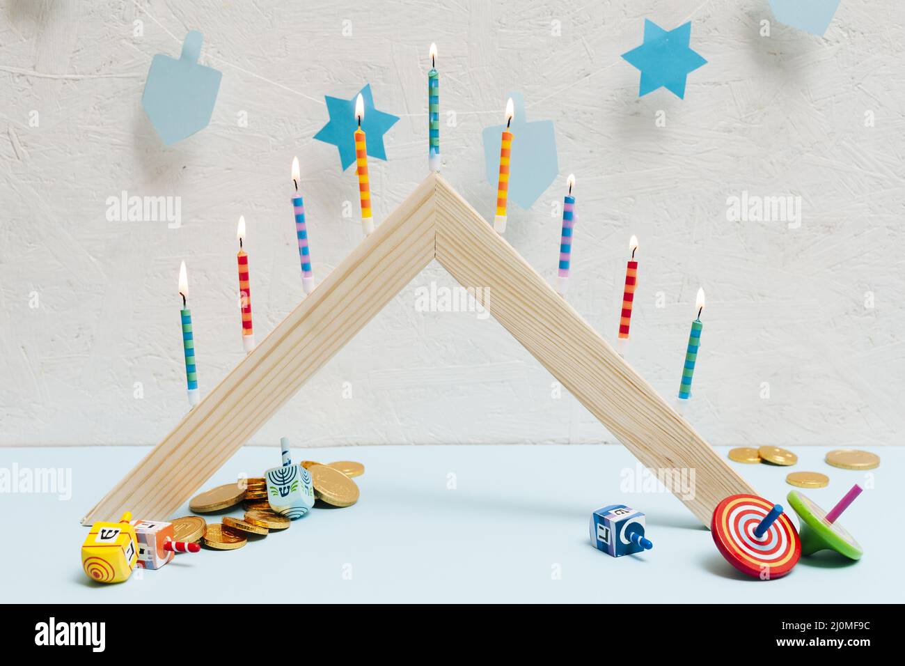 Hanukkah celebration with candles Stock Photo
