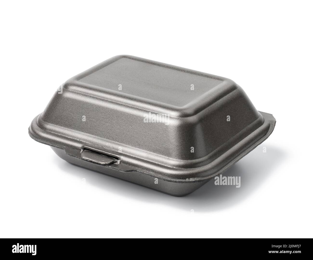 Disposable food container. Gray box of polystyrene on a white background Stock Photo