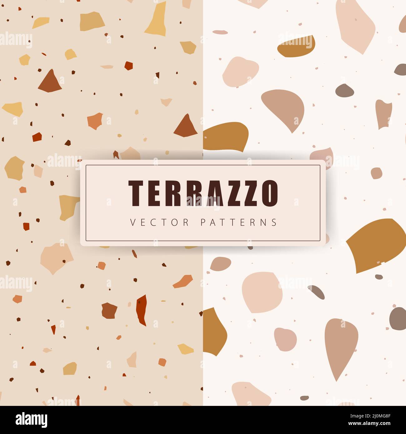 Set of venetian terrazzo flooring texture. Abstract seamless patterns in pastel colors. Modern monochrome vector illustration Stock Vector