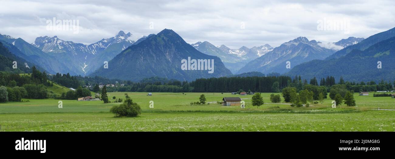 Panorama of the Allgaeu Alps, Bavaria, Germany, Europe Stock Photo