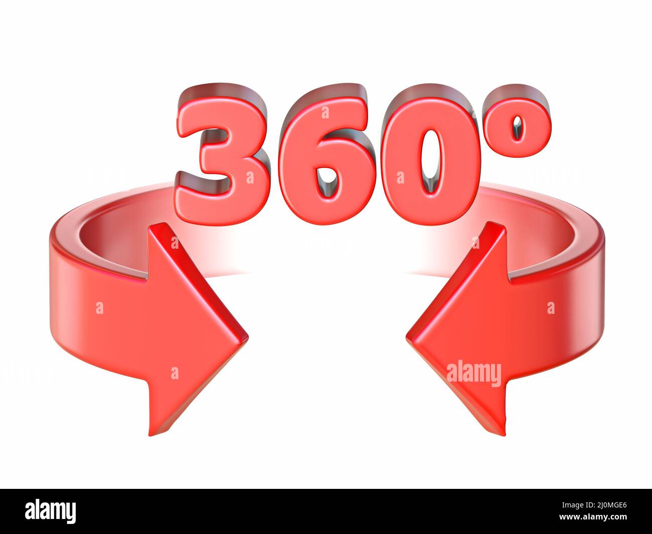 Red 360 degree horizontal rotation icon 3D Stock Photo