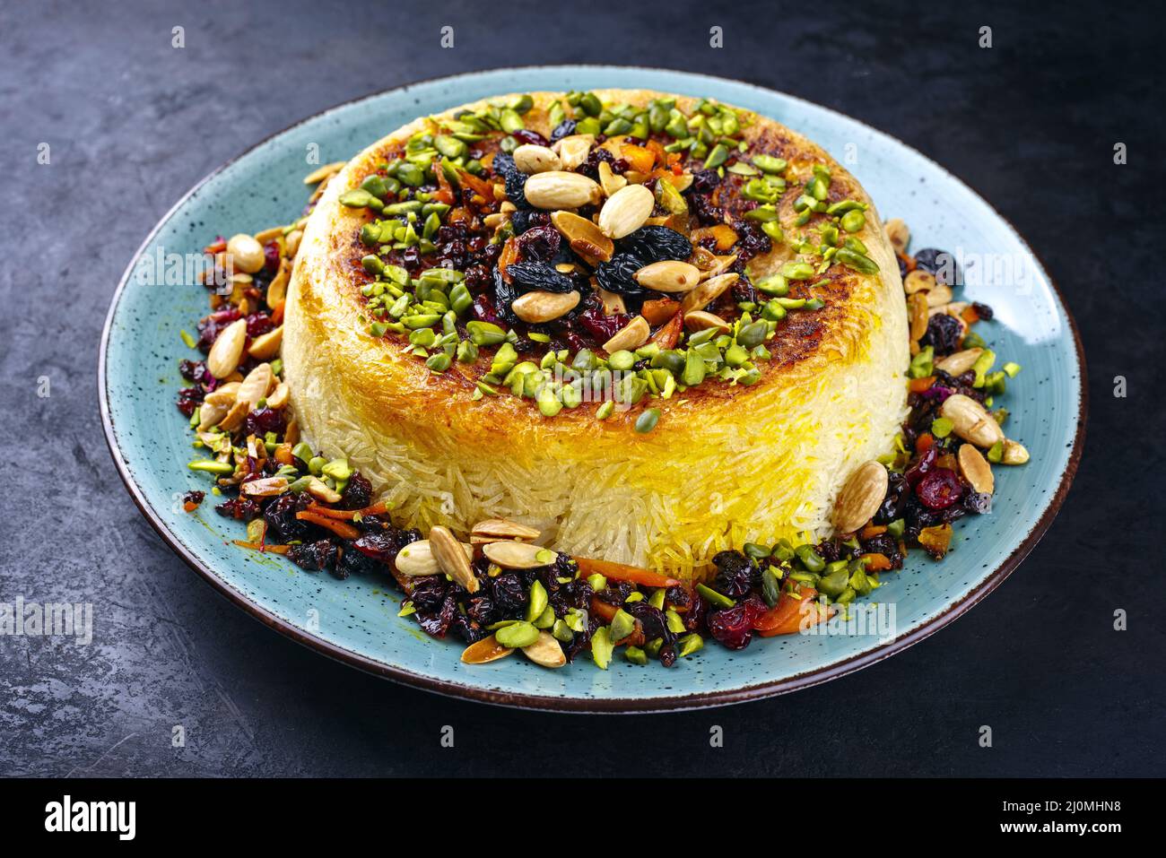 Traditional Persian tahdig jeweled javaher polow bride basmati rice