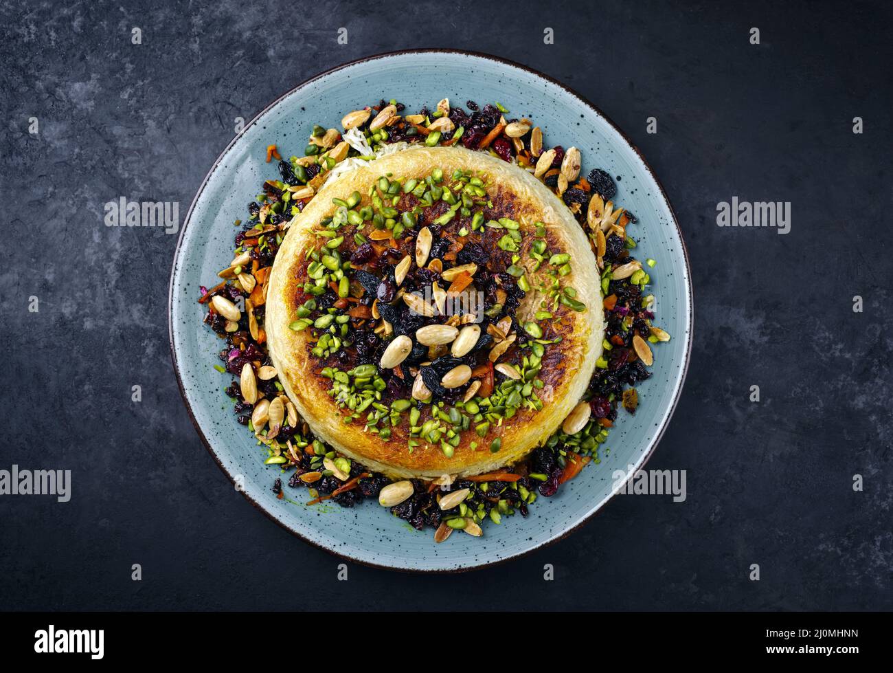 Traditional Persian tahdig jeweled javaher polow bride basmati rice