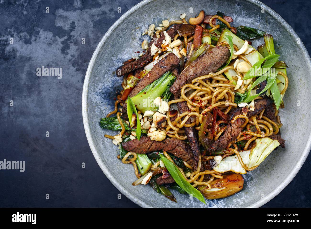 Modern style pad Thai beef with angus roast beef slices Stock Photo Alamy