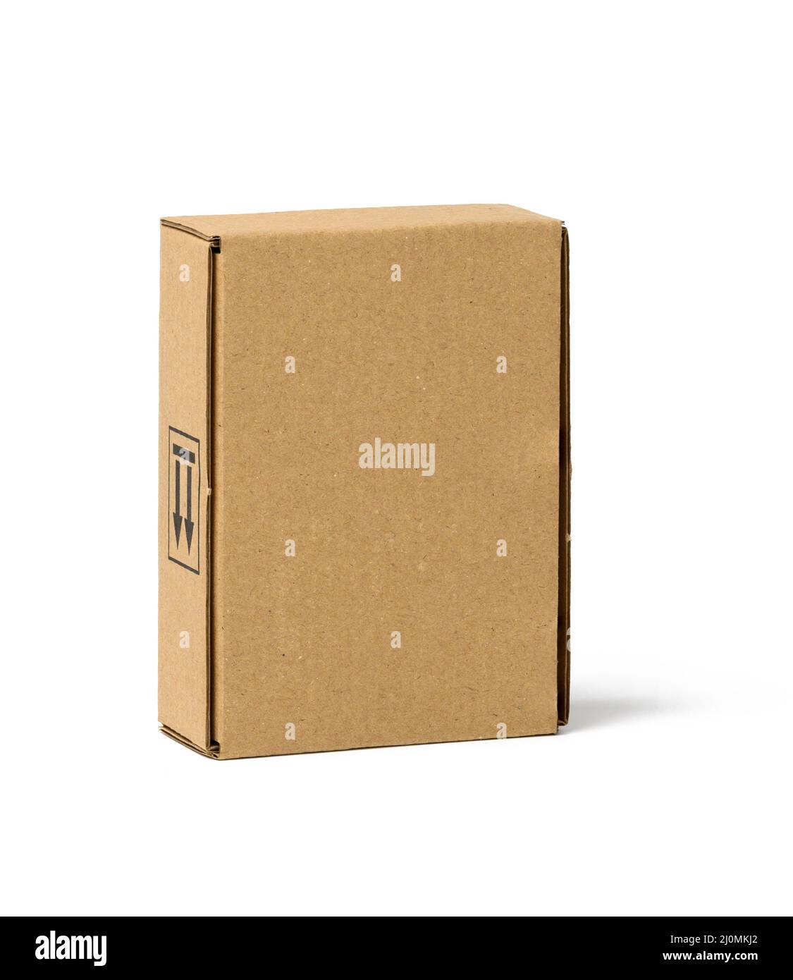 Box made of brown corrugated cardboard isolated on white background