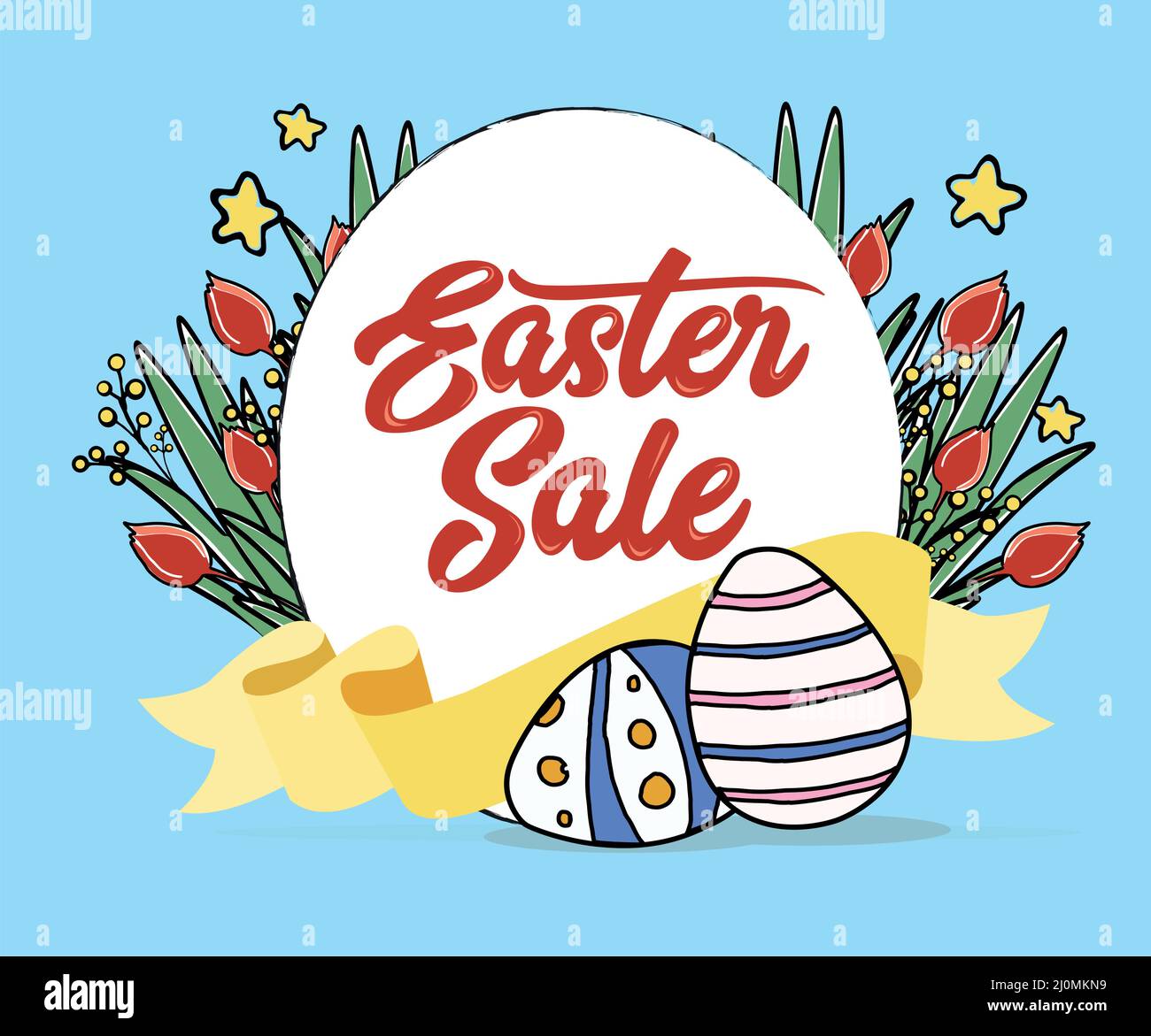 Happy easter holiday with colorful painted egg Stock Vector