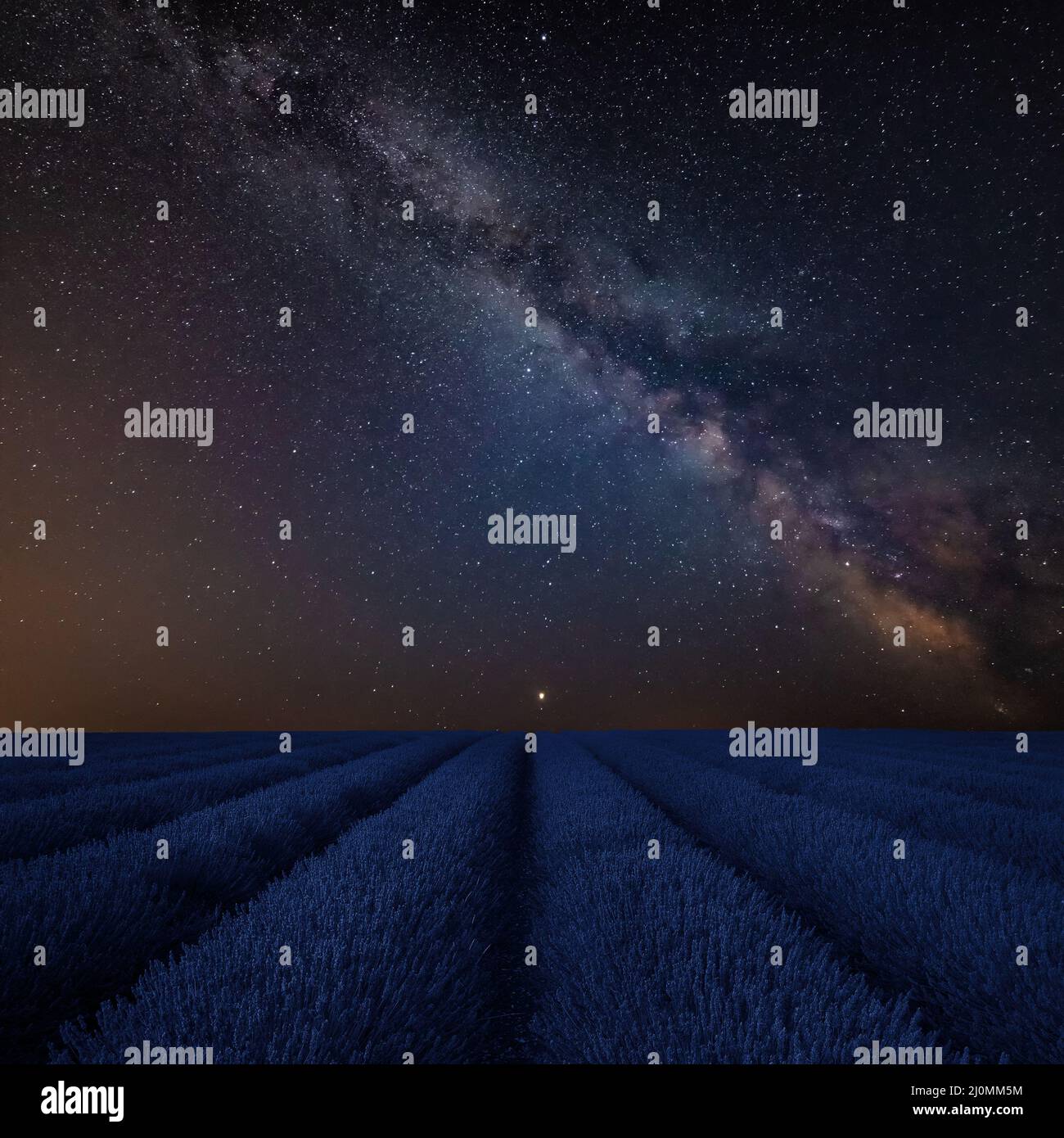 Stunning vibrant Milky Way composite image over landscape of Lavender ...