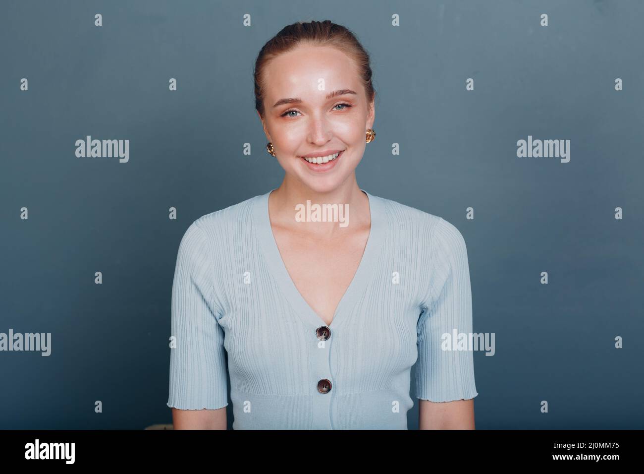 Portrait of beautiful smiling young european woman Stock Photo