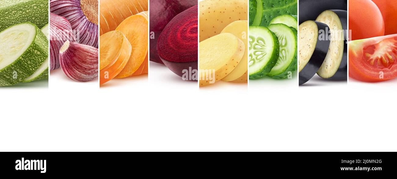 Collage made of fresh vegetables, healthy food pattern Stock Photo
