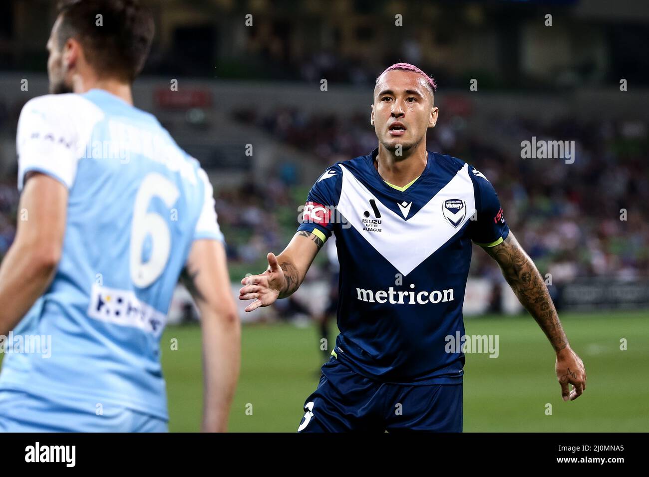 Melbourne, Australia, 19 March, 2022. Jason Davidson of Melbourne Victory during the A-League soccer match between Melbourne City FC and Melbourne Victory at AAMI Park on March 19, 2022 in Melbourne, Australia. Credit: Dave Hewison/Speed Media/Alamy Live News Stock Photo