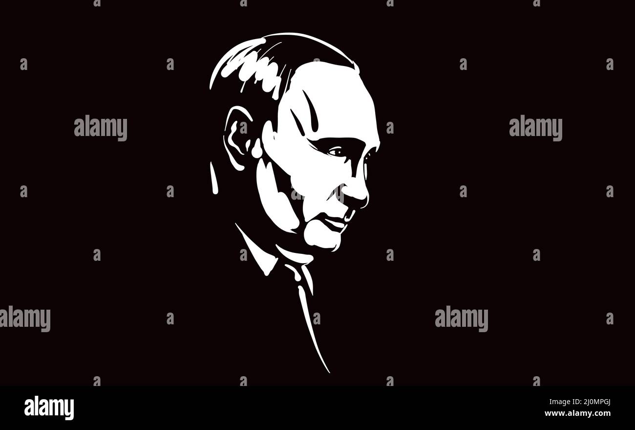 Vector drawing of Vladimir Putin the President of the Russian Federation Stock Vector
