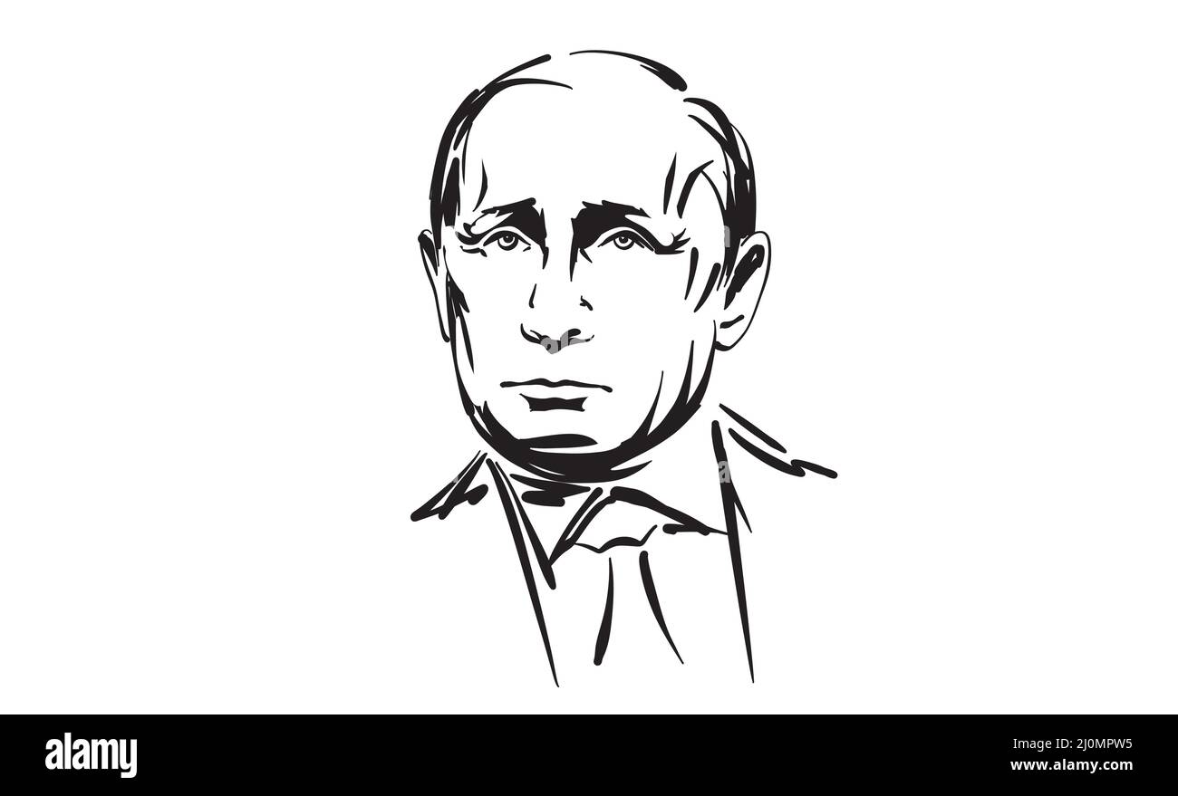 Vector drawing of Vladimir Putin the President of the Russian Federation Stock Vector