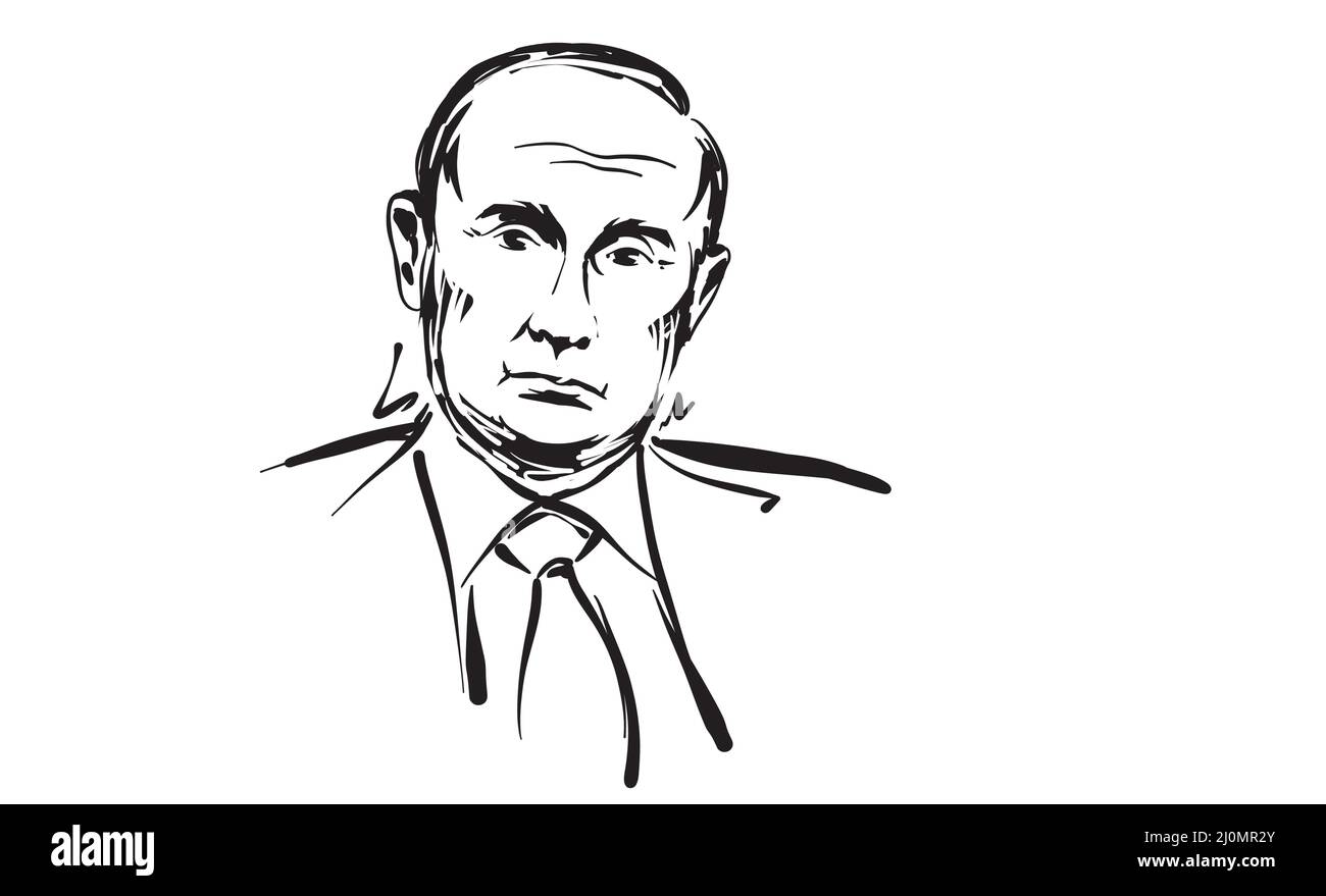 Vector drawing of Vladimir Putin the President of the Russian Federation Stock Vector