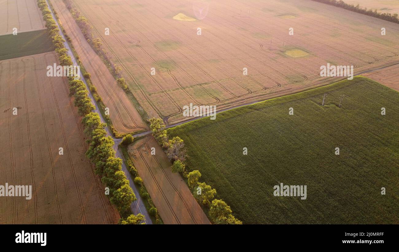Fly over country road fields hi-res stock photography and images - Alamy