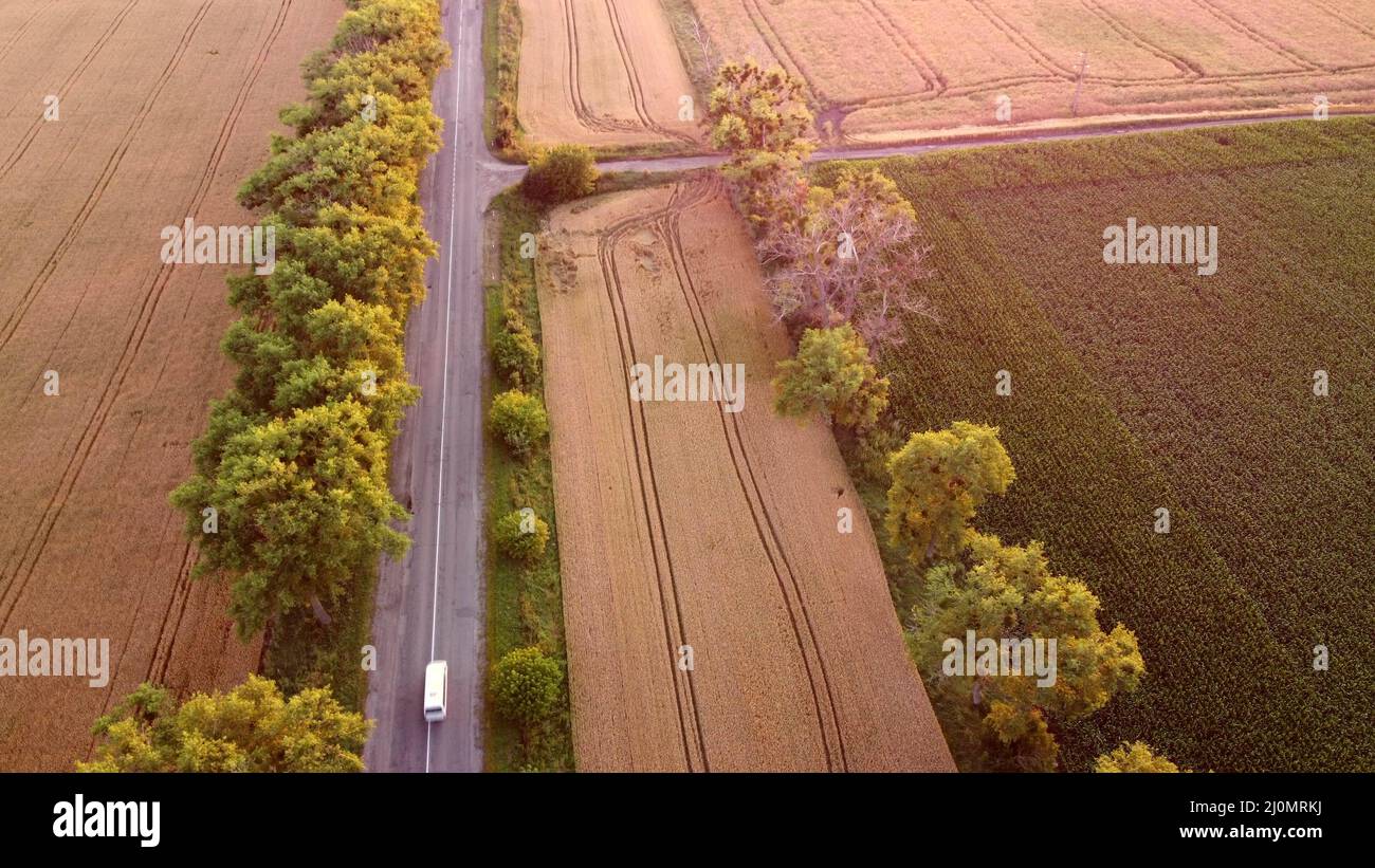 Drone flight during sunset over hi-res stock photography and images - Alamy