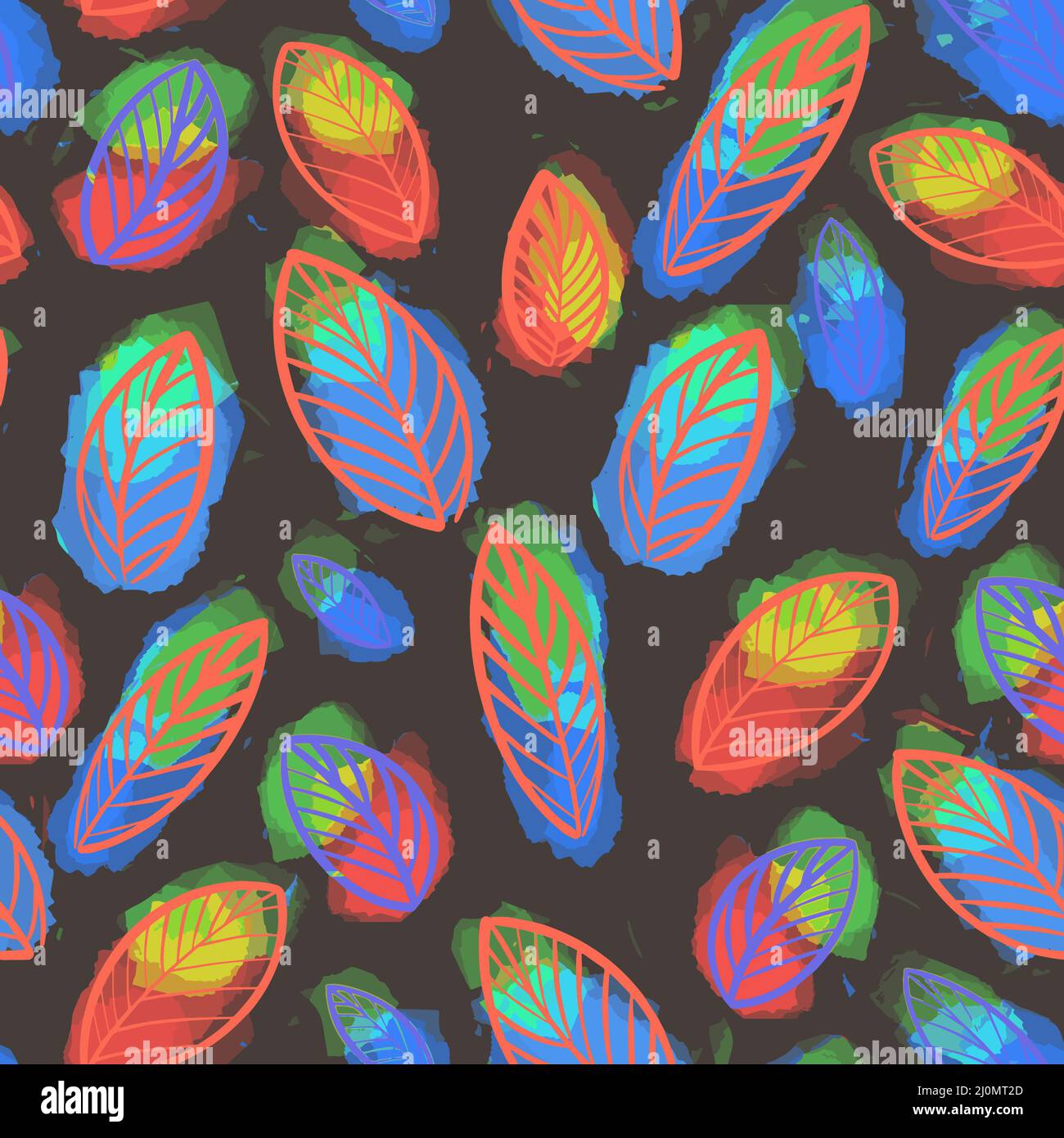 The autumn pattern. bright colorful leaves on a black background. Leaf ...