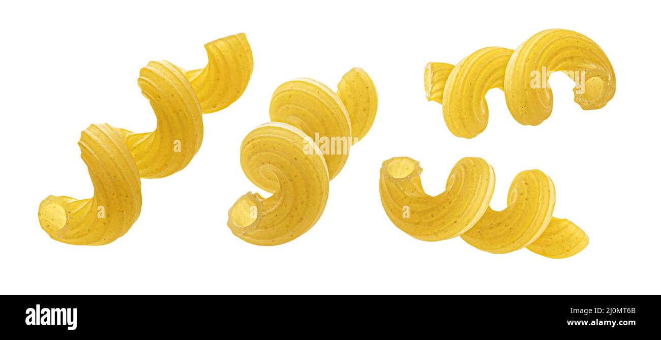 Cellentani pasta isolated on white background Stock Photo - Alamy