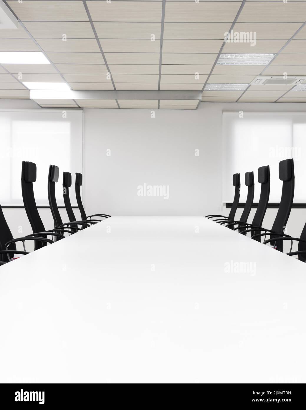 Conference room with black chairs Stock Photo