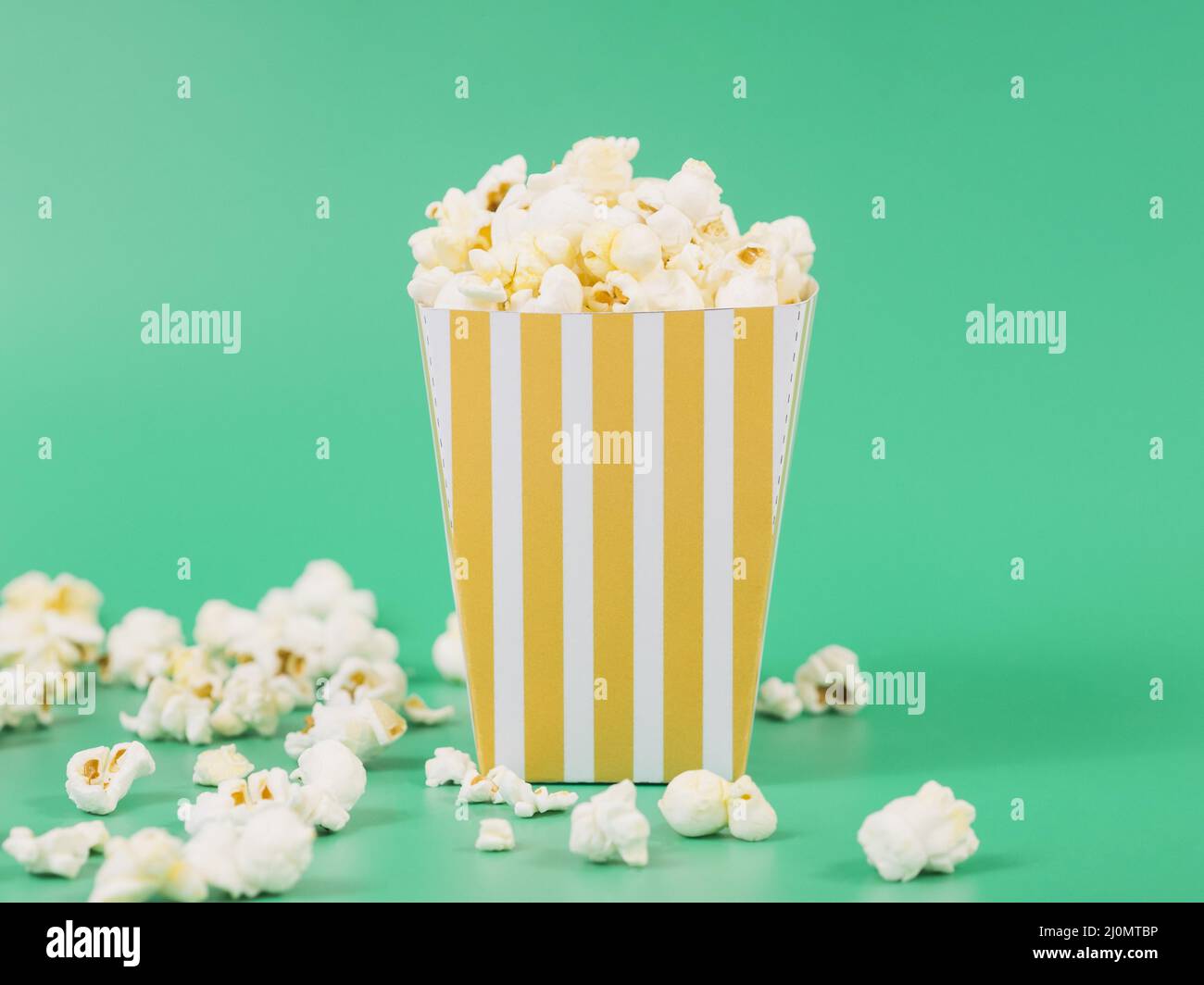 Close up delicious popcorn box ready be served Stock Photo