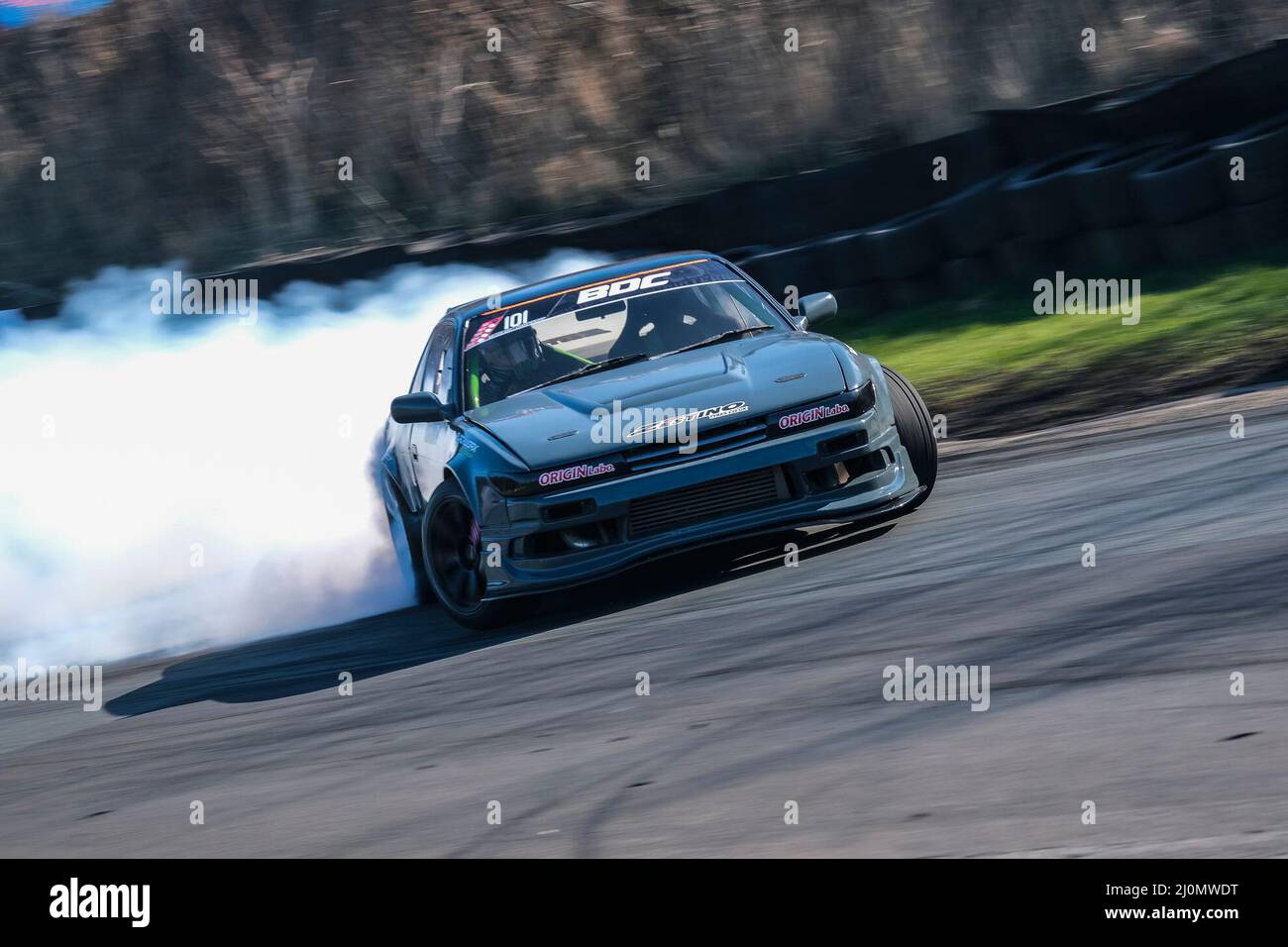 Middlesbrough, UK. 20th Mar, 2022. Mitch Gibbons Nissan S14 Teeside Autodrome, Middlesbrough, United Kingdom on 20 March 2022 during Round 1 of the 2022 British Drift Championship, Craig McAllister Credit: Every Second Media/Alamy Live News Stock Photo