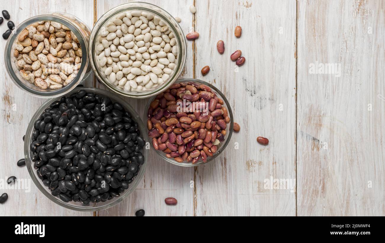 Flat lay raw beans mix Stock Photo - Alamy