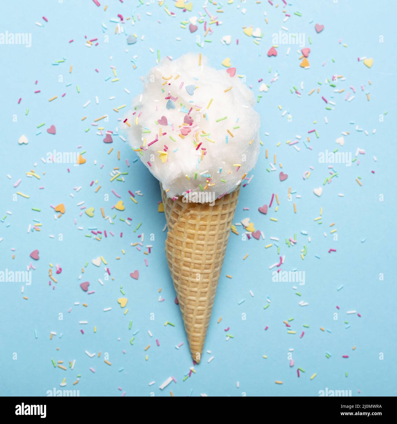 Close up view cotton candy ice cream cone Stock Photo Alamy