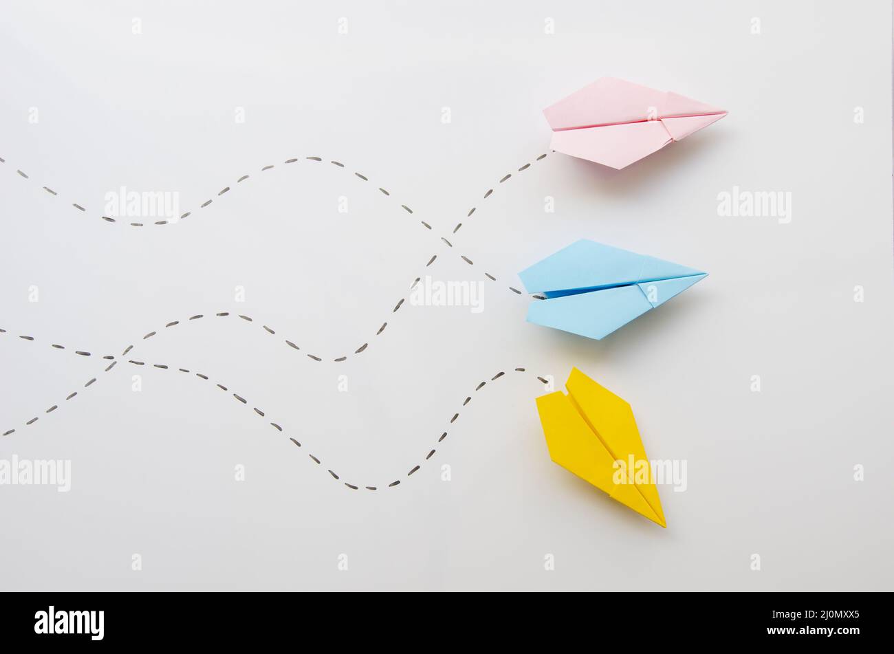 Cute minimalist paper planes top view Stock Photo