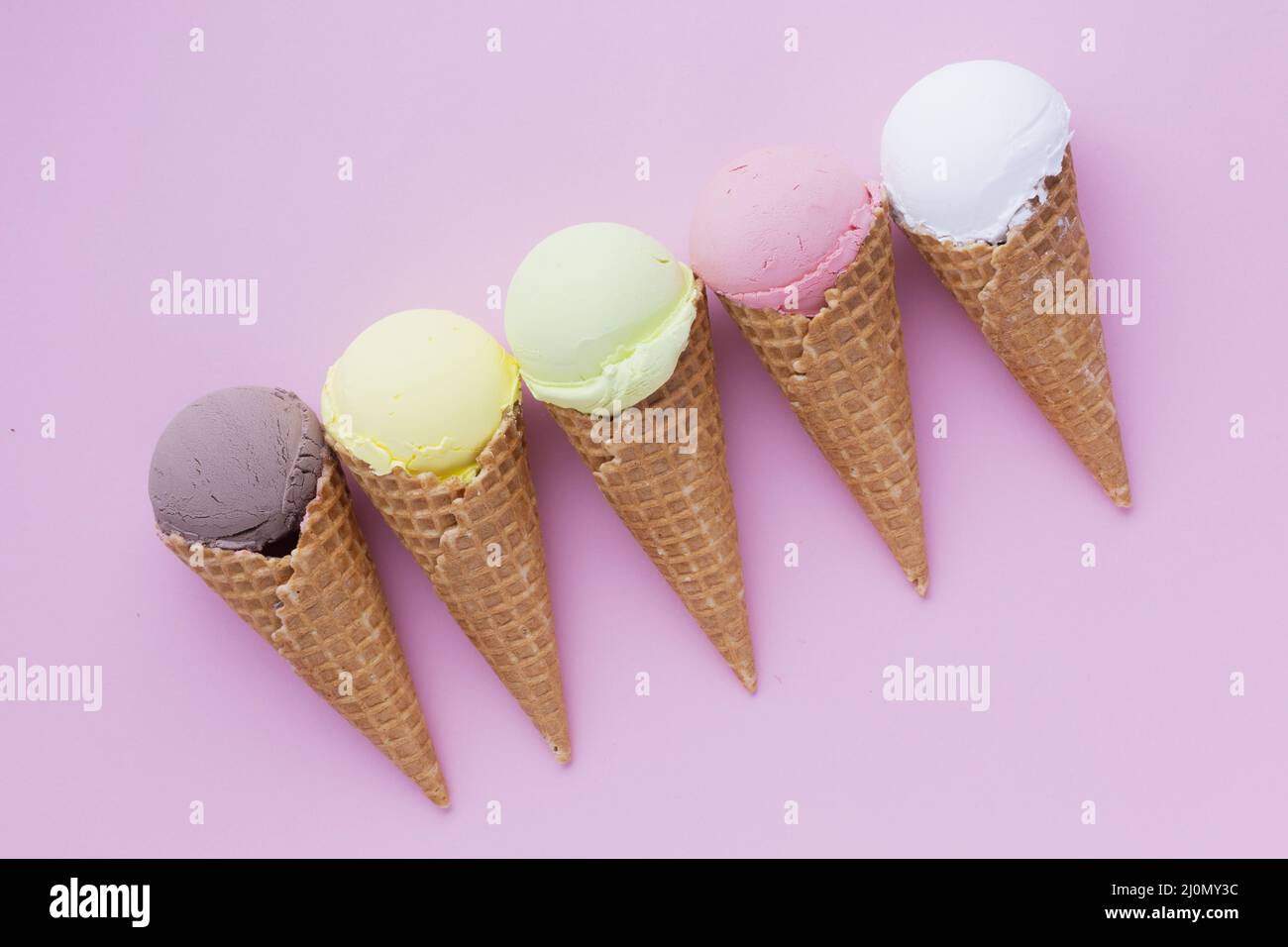 Flat lay flavors ice cream Stock Photo Alamy