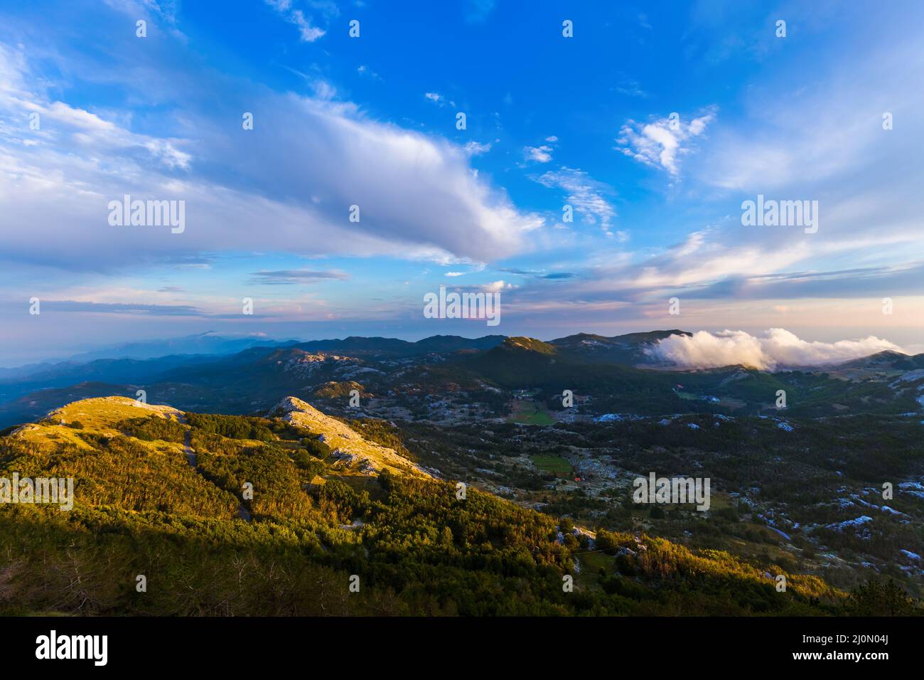 Lovcen Mountains National park at sunset - Montenegro Stock Photo