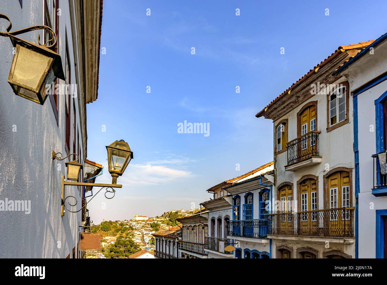 Historic city of Ouro Preto in Minas Gerais with its colonial architecture Stock Photo