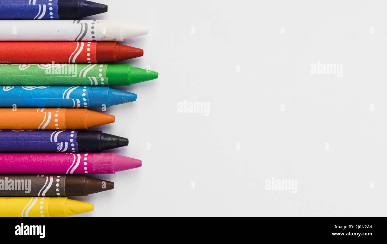 Close up collection crayons Stock Photo