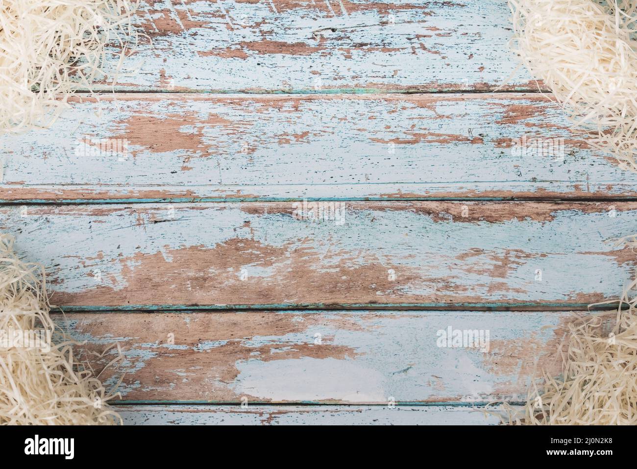 Decorative straw wooden table Stock Photo