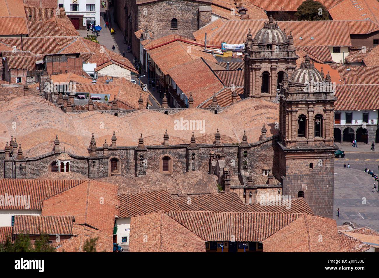Cityscape of Cusco with its historical buildings and churches, Peru