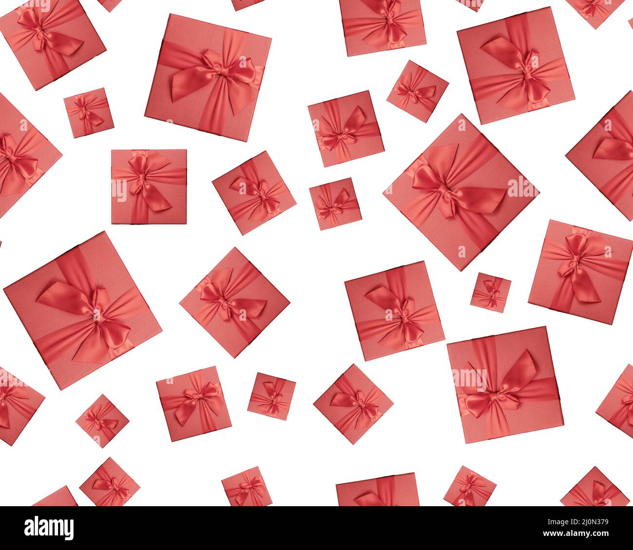 Seamless background with gifts. Gift boxes with a red bow. Top view Isolated background. Black Friday Stock Photo