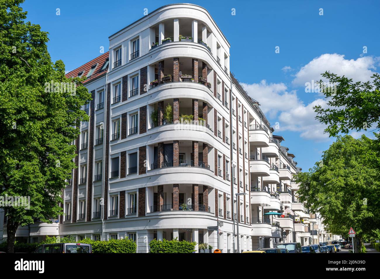 Modern apartment houses in a residential district in Berlin, Germany Stock Photo