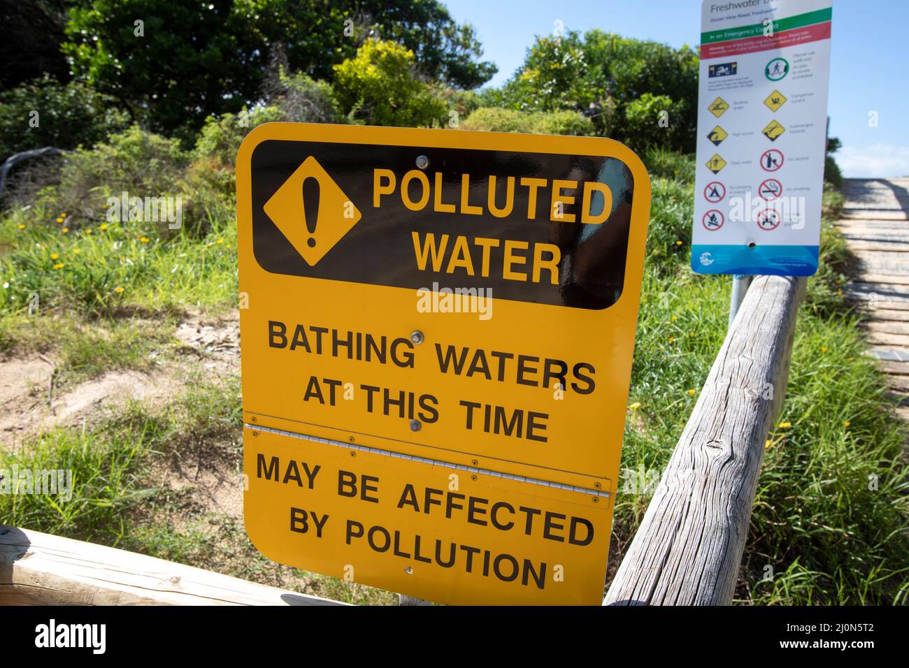 Pollution and polluted ocean water at Freshwater Beach in Sydney
