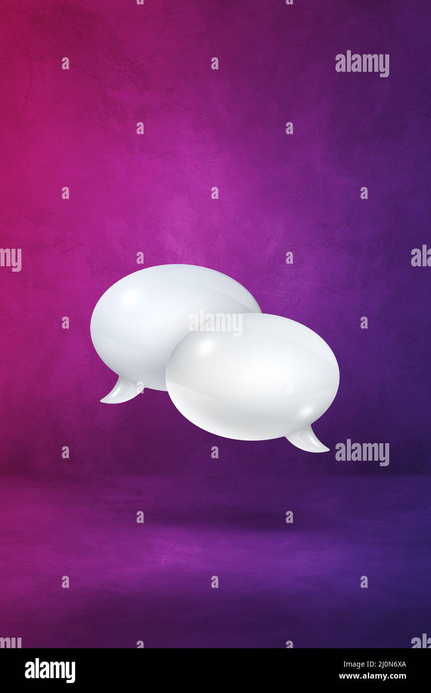 White speech bubbles on purple vertical background Stock Photo - Alamy