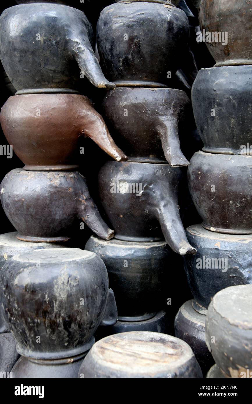 Old soy sauce pots Stock Photo Alamy