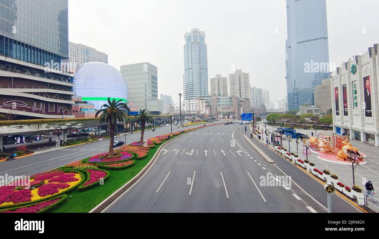 SHANGHAI, CHINA - MARCH 19, 2022 - An empty street is seen in downtown  Shanghai, China, March 19, 2022 Stock Photo - Alamy